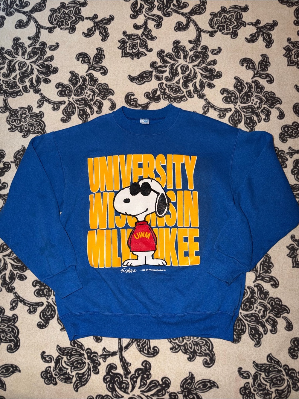 University of Wisconsin Milwaukee Blue Snoopy Graphic Sweatshirt - Picture 1 of 4